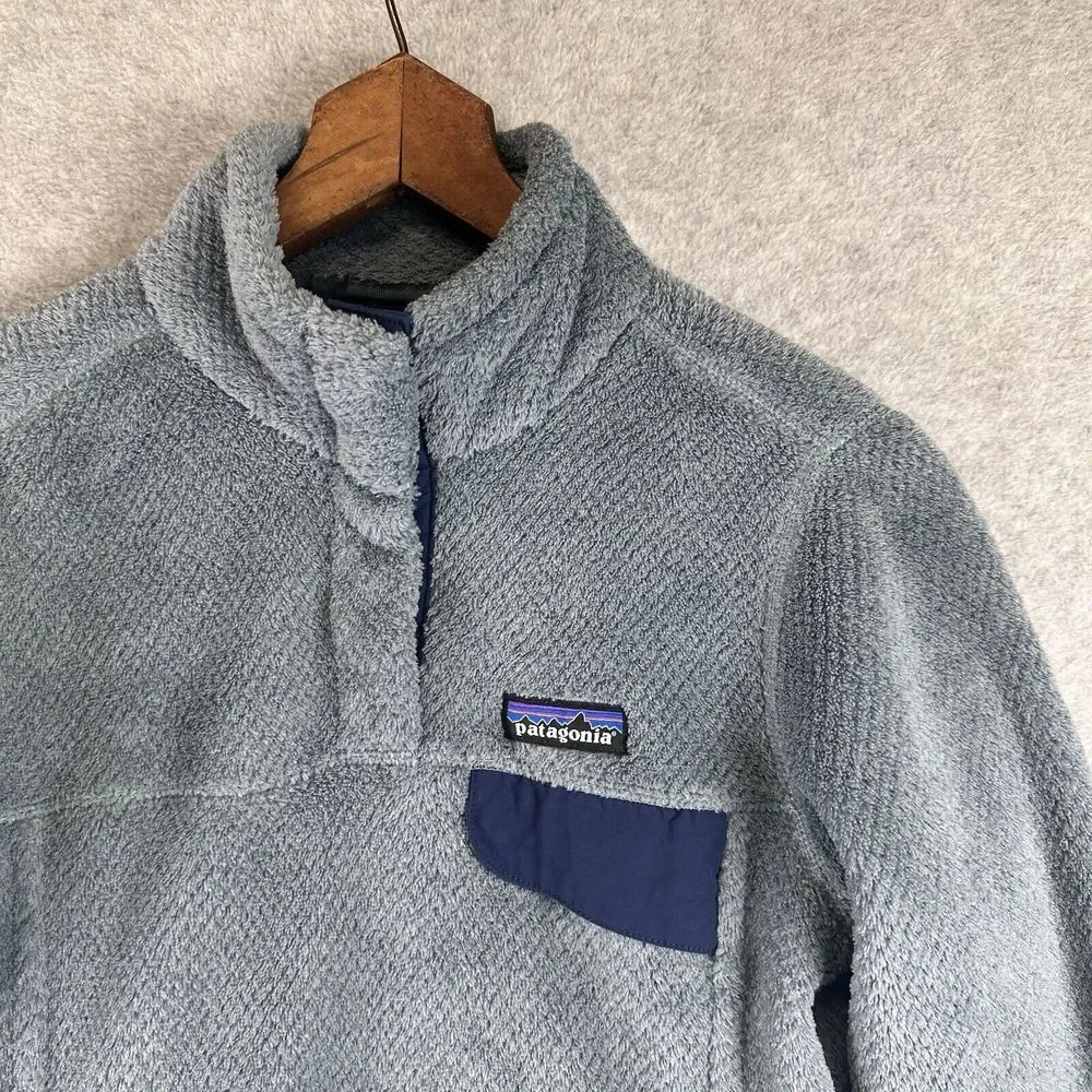 PATAGONIA‎ Womens Bluish Gray Re-Tool Snap-T Polartec Pullover Fleece Jacket XS